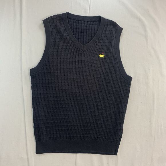 Augusta National Golf Shop Large Black Cotton Masters Sweater Vest VTG - Picture 1 of 8